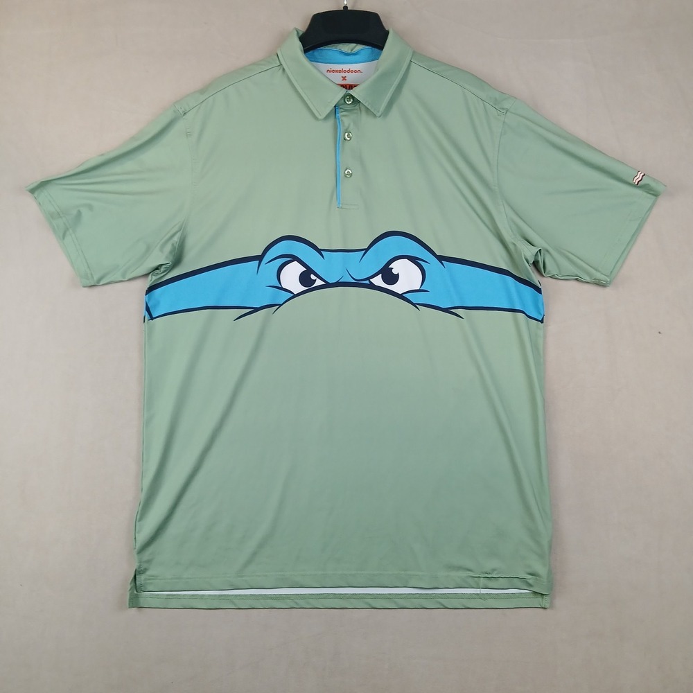 RSVLTS Nickelodeon Large Mens Polo Shirt TNMT Leonardo Stretch Performance 22x28